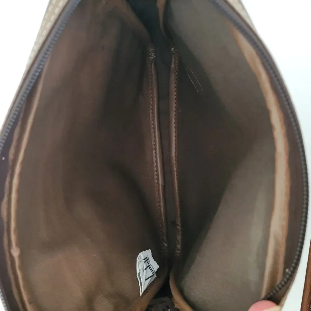 Dunhill Wristlet Pouch‎ Unisex Bag Zip Around Brown Logo Designer Coated Canvas